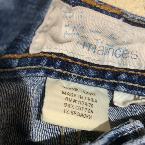 Maurices Jeans 11/12 Long Junior Blue Molli Flare/Bootcut Distressed Stretch - Picture 9 of 16